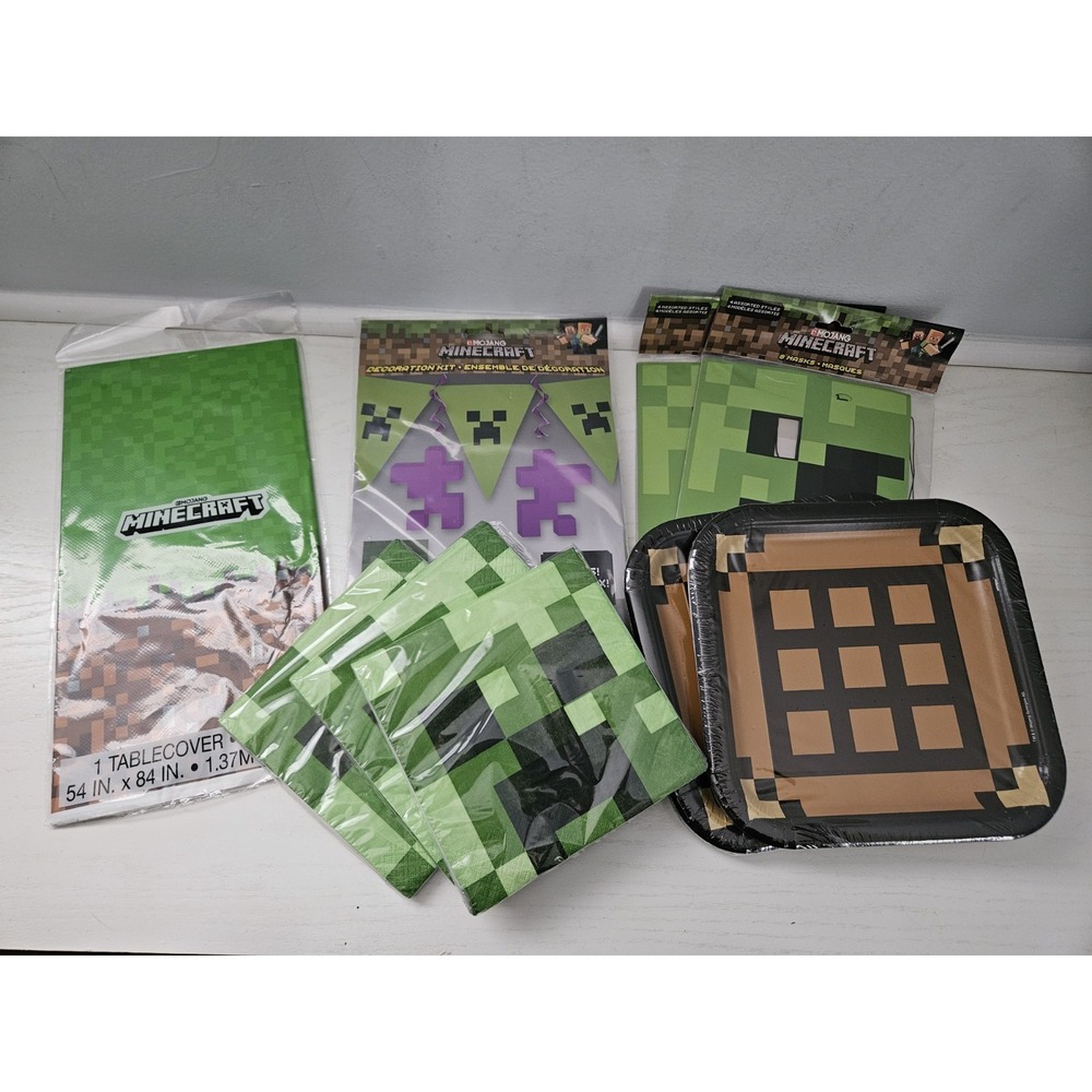 2018 Minecraft Birthday Party Decorations And Supplies Lot New In Packages‎